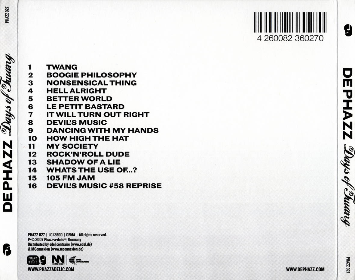 Caratula trasera de De-Phazz - Days Of Twang
