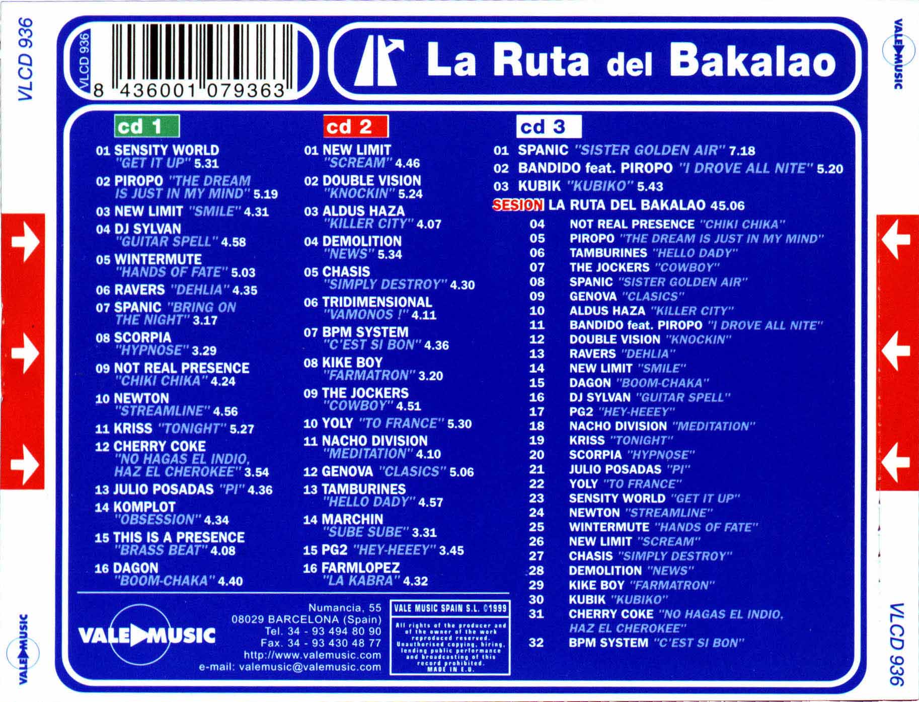 Carátula Trasera de La Ruta Del Bakalao - Portada