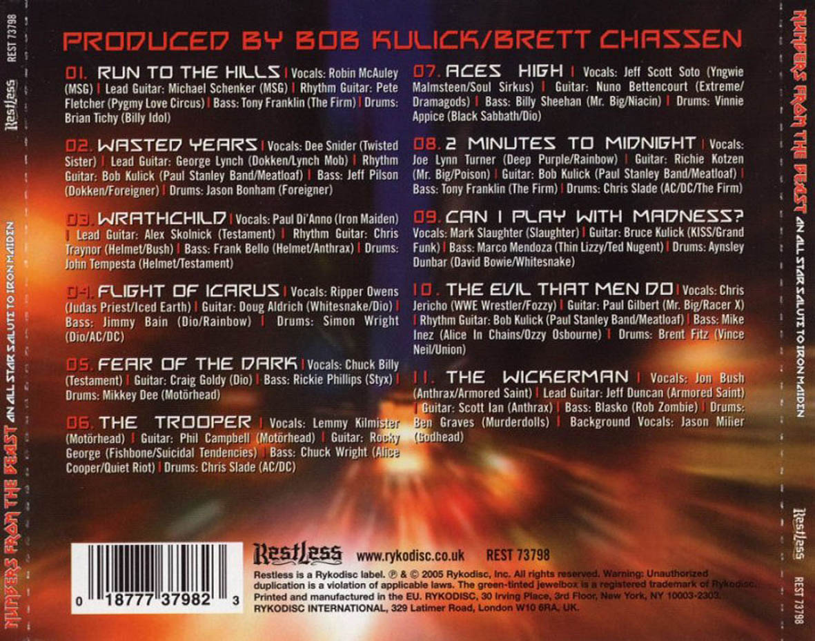 Carátula Trasera de Numbers From The Beast (An All Star Salute To Iron