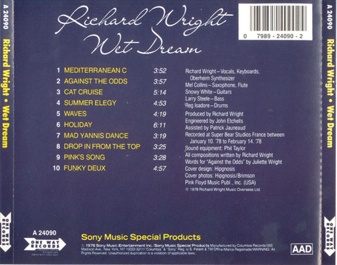 Car Tula Trasera De Richard Wright Wet Dream Portada