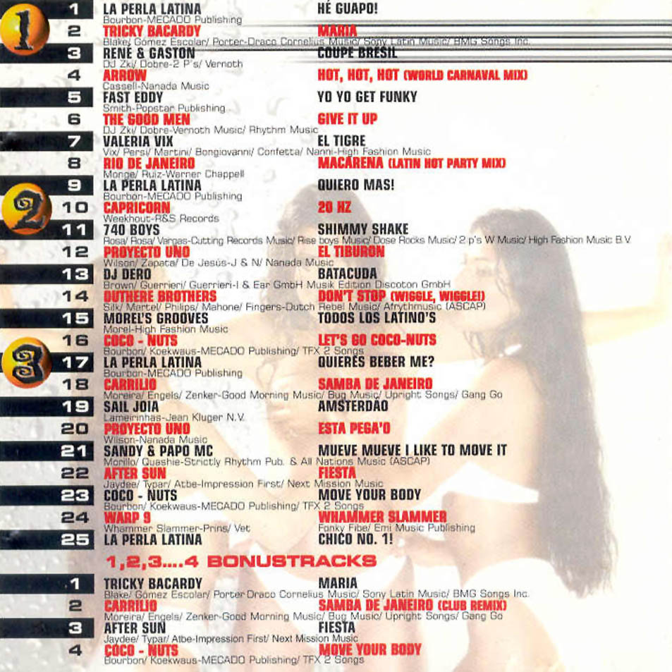 Cartula Interior Frontal de 1, 2, 3 Fiesta (3 Hot Latin House Mixes)