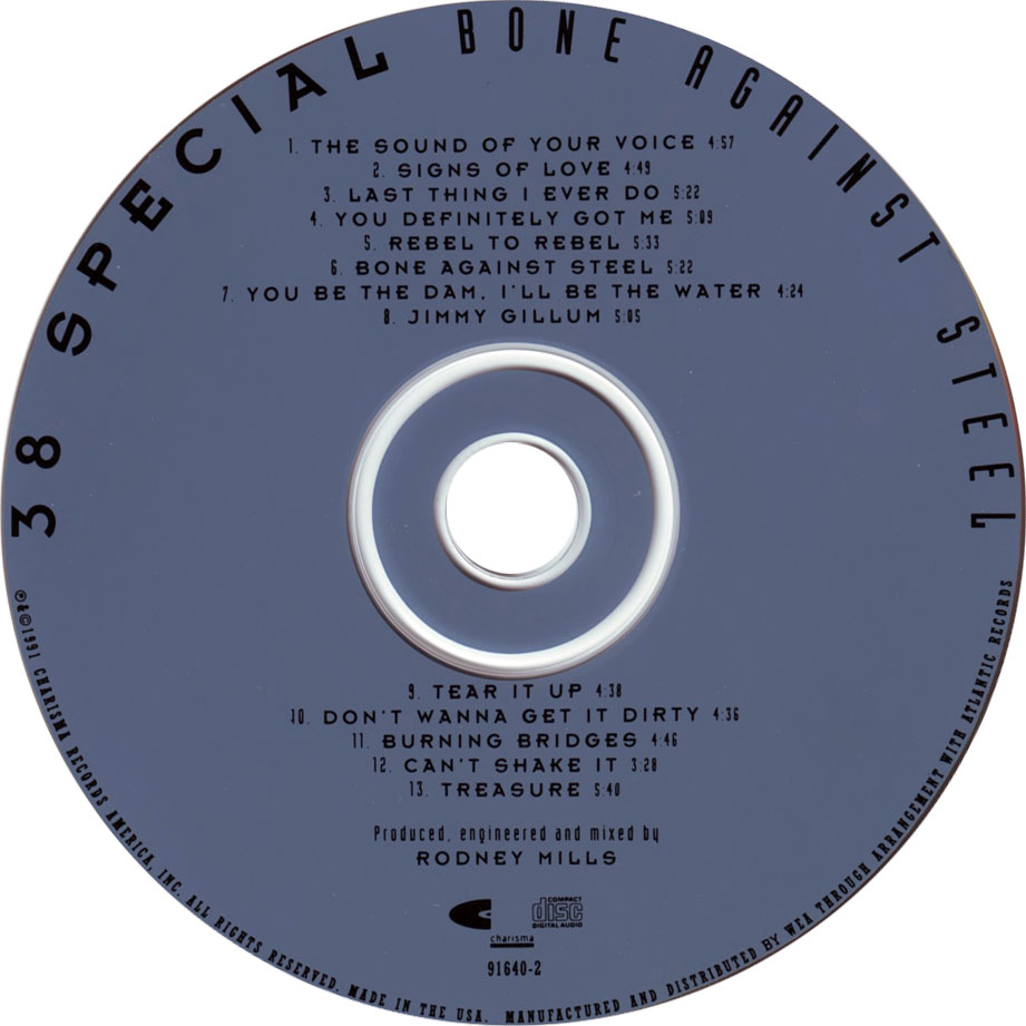 Cartula Cd de 38 Special - Bone Against Steel