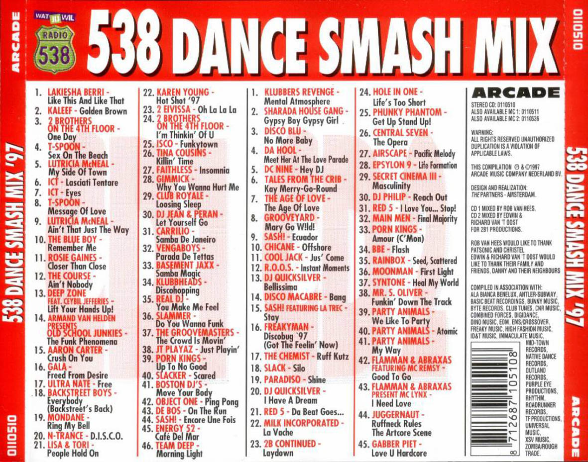 Cartula Trasera de 538 Dance Smash Mix '97