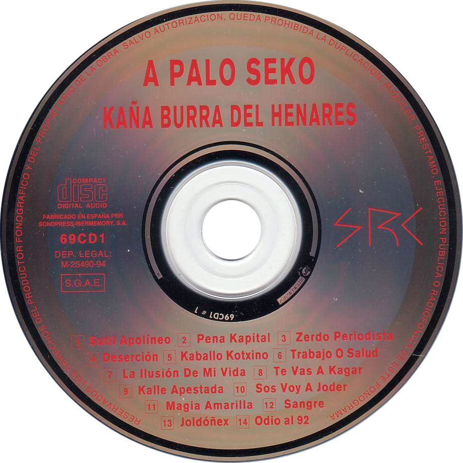 Cartula Cd de A Palo Seko - Kaa Burra Del Henares