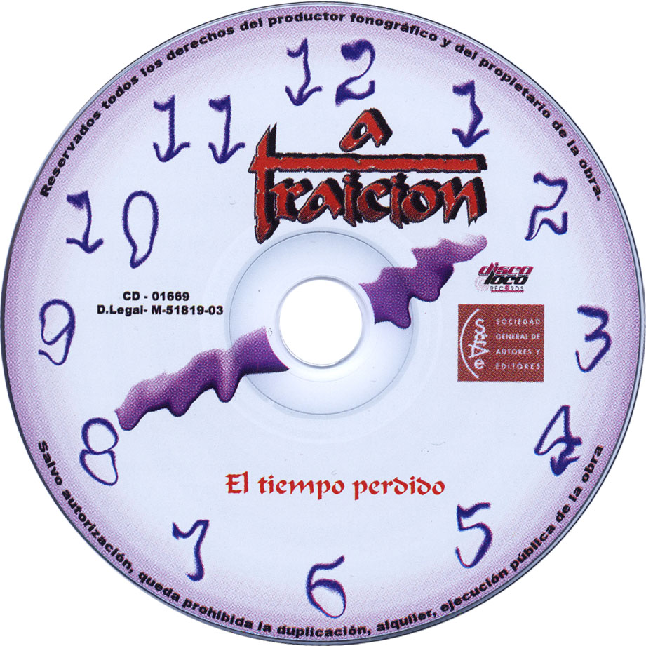 Cartula Cd de A Traicion - El Tiempo Perdido