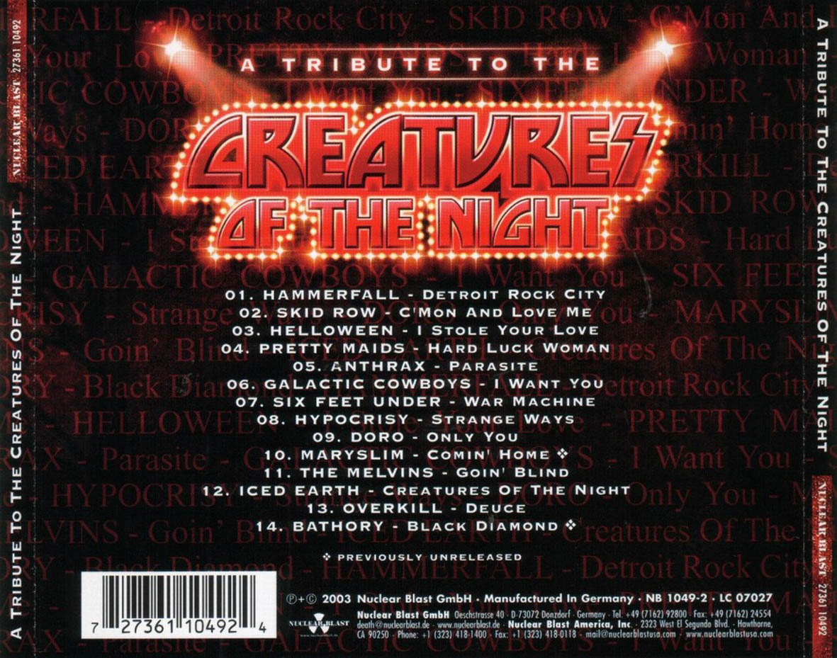 Car�tula Trasera de A Tribute To The Creatures Of The Night