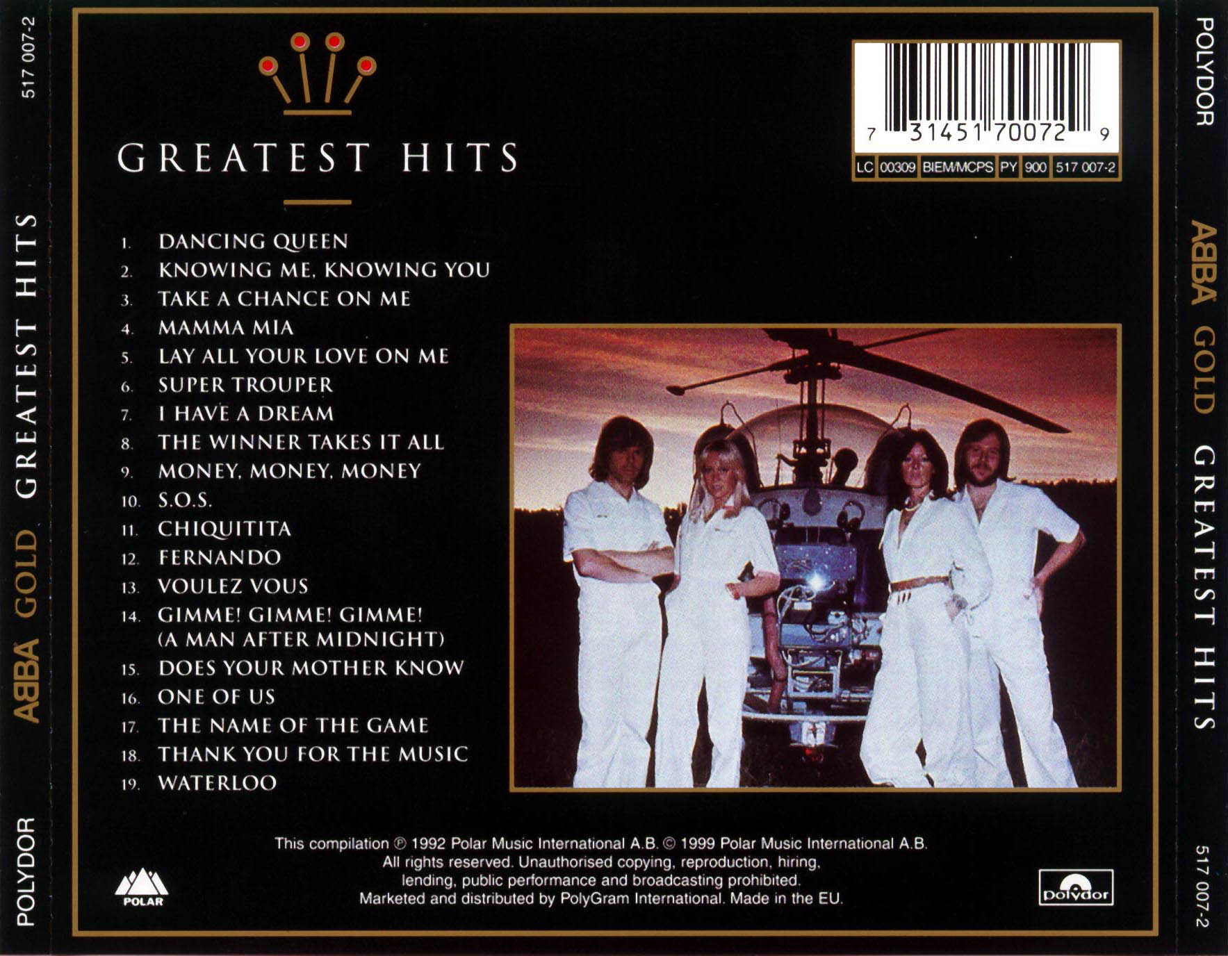 Cartula Trasera de Abba - Gold: Greatest Hits