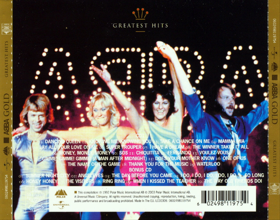 Cartula Trasera de Abba - Gold: Greatest Hits (2003)