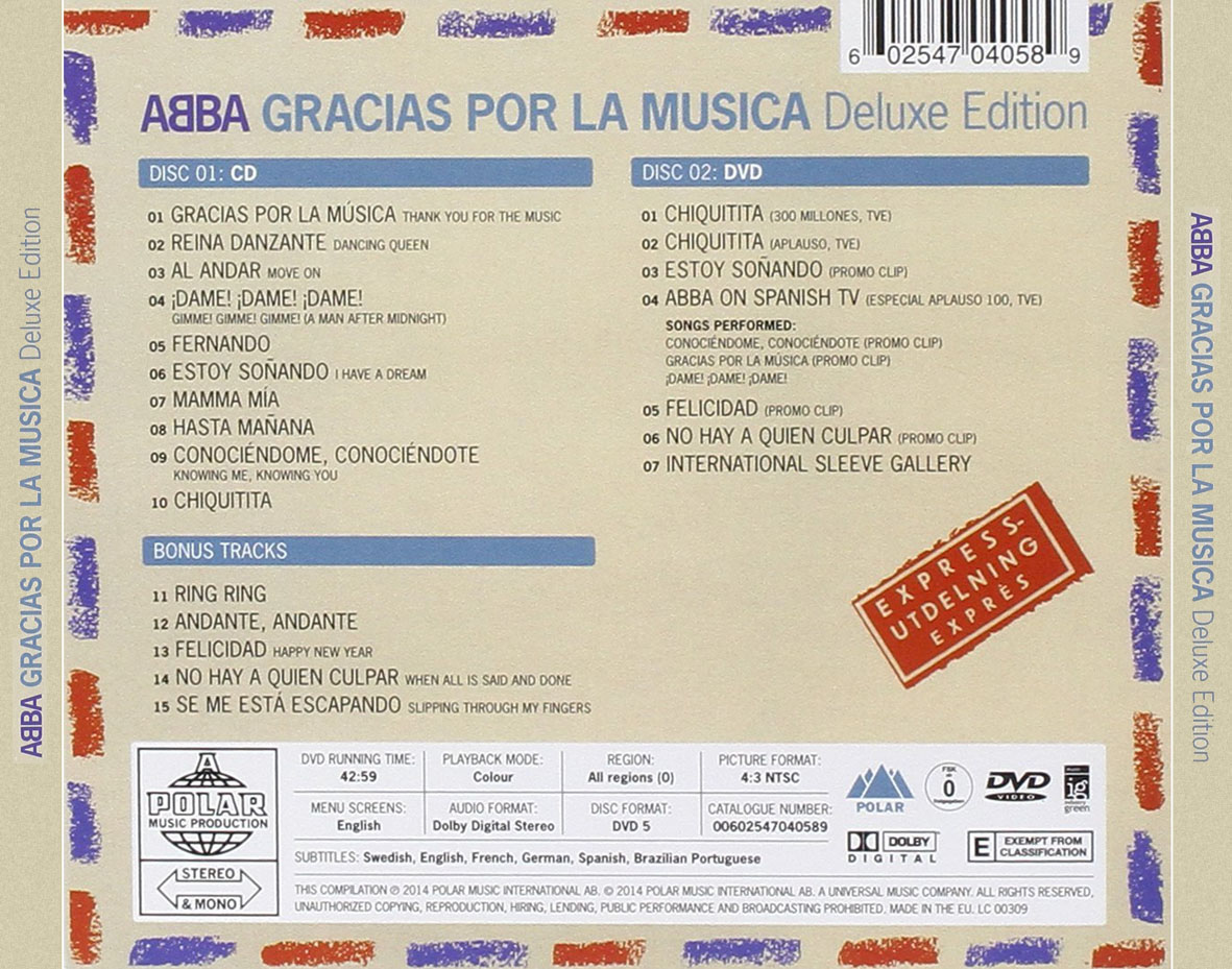 Cartula Trasera de Abba - Gracias Por La Musica (Deluxe Edition)