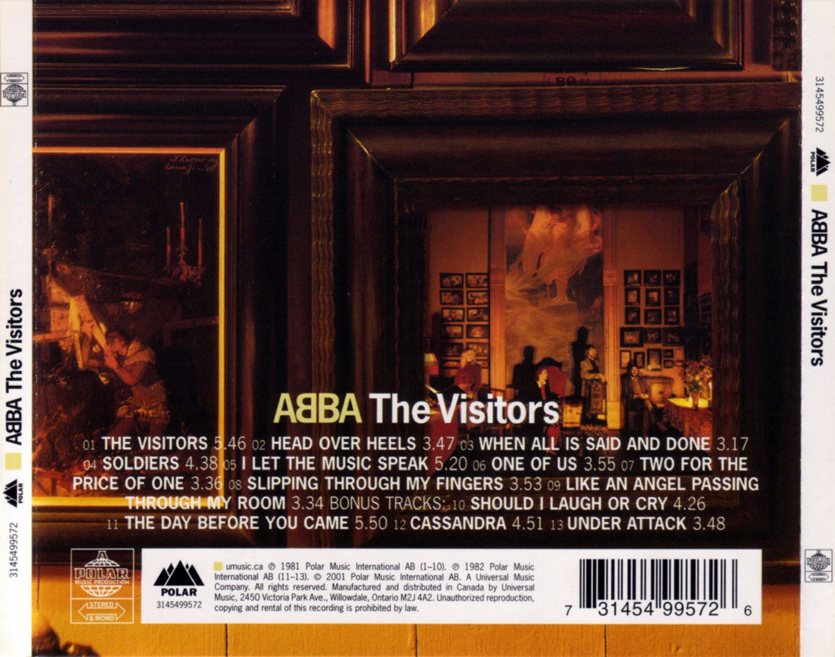 Cartula Trasera de Abba - The Visitors (2001)