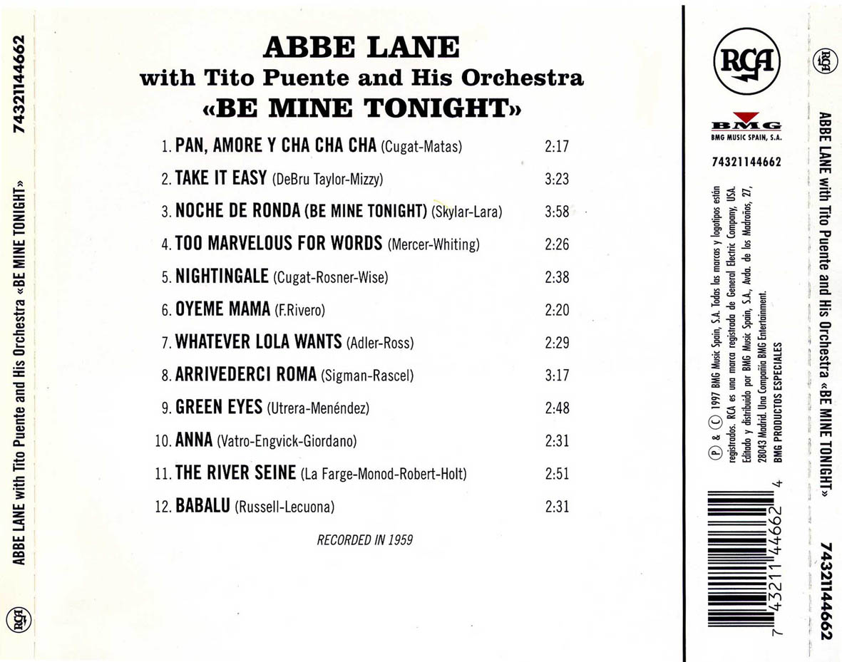 Cartula Trasera de Abbe Lane - Be Mine Tonight