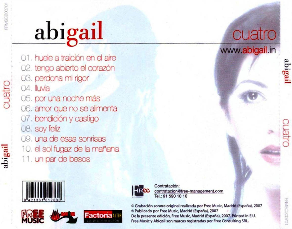 Cartula Trasera de Abigail - Cuatro