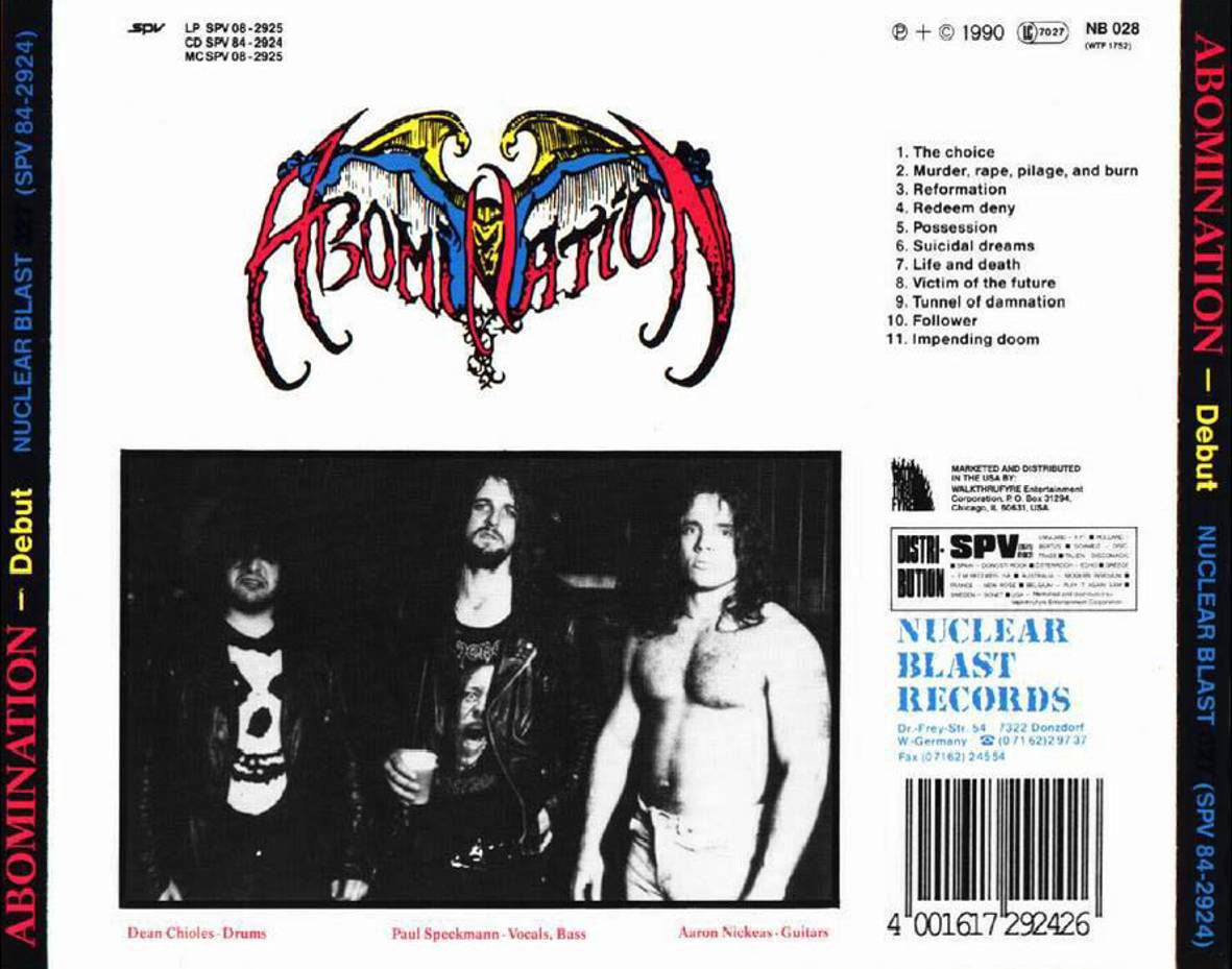 Cartula Trasera de Abomination - Debut