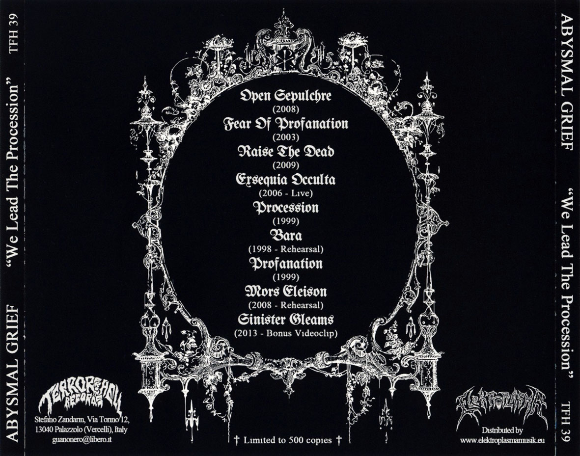 Cartula Trasera de Abysmal Grief - We Lead The Procession