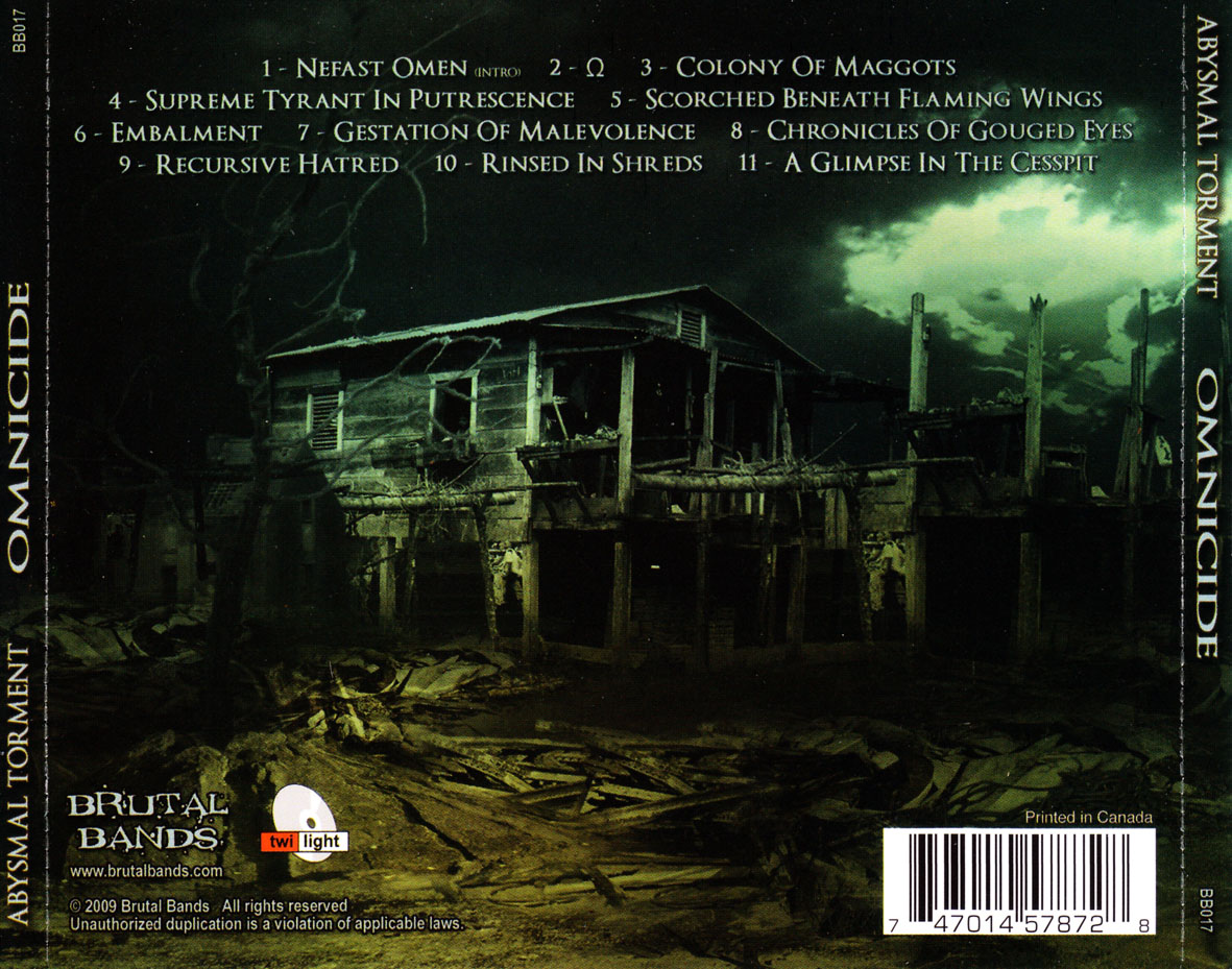 Cartula Trasera de Abysmal Torment - Omnicide
