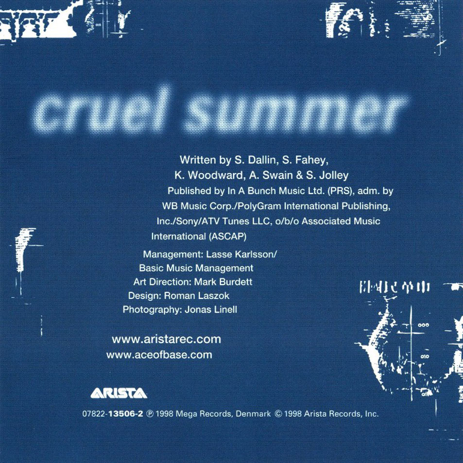 Cartula Interior Frontal de Ace Of Base - Cruel Summer (The Remixes) (Cd Single)