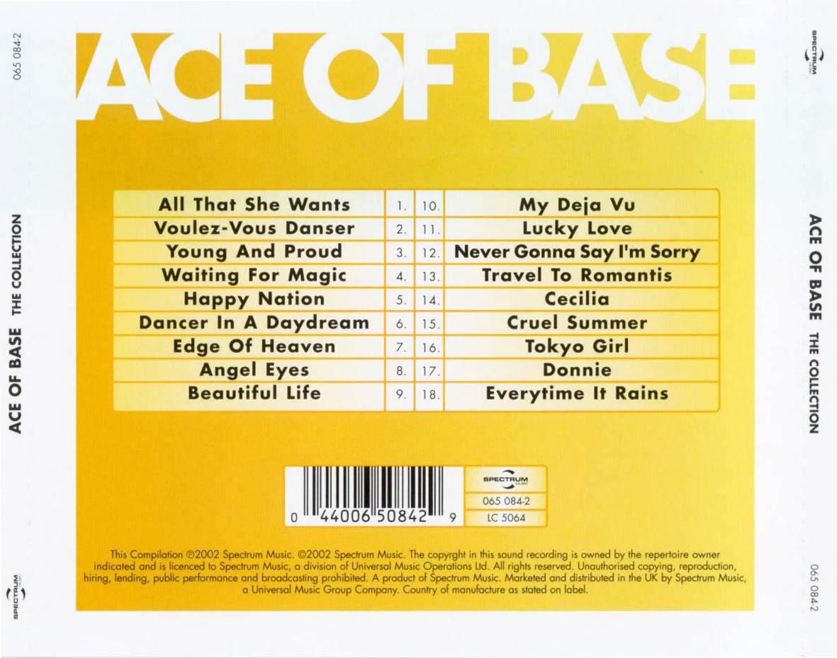 Cartula Trasera de Ace Of Base - The Collection