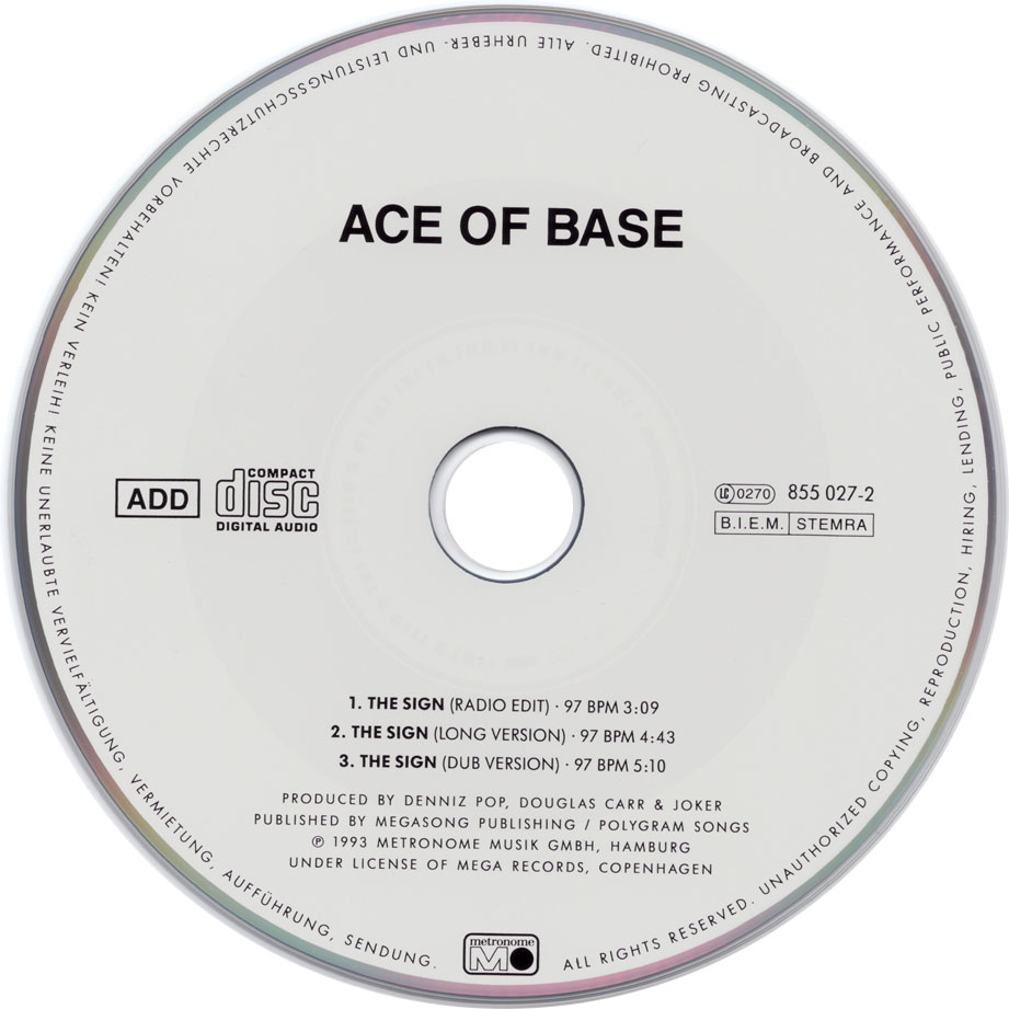 Cartula Cd de Ace Of Base - The Sign (Cd Single)