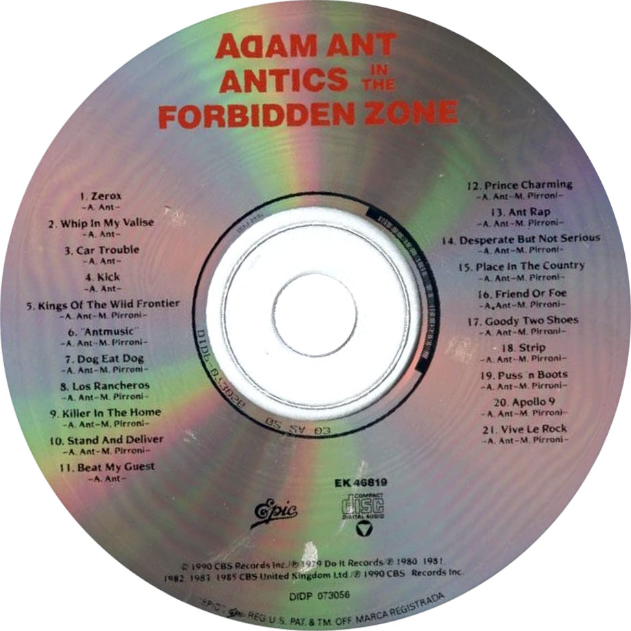 Cartula Cd de Adam Ant - Antics In The Forbidden Zone