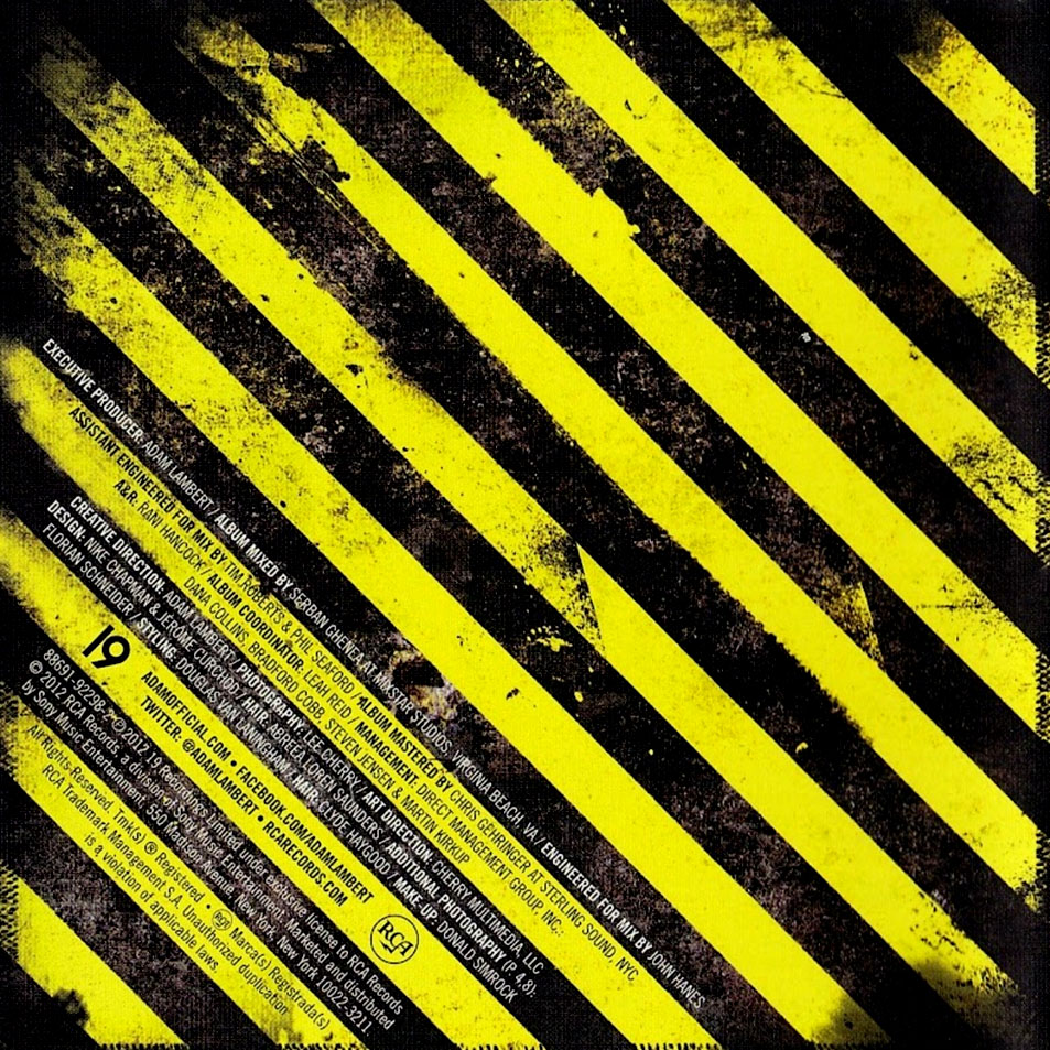 Cartula Interior Frontal de Adam Lambert - Trespassing