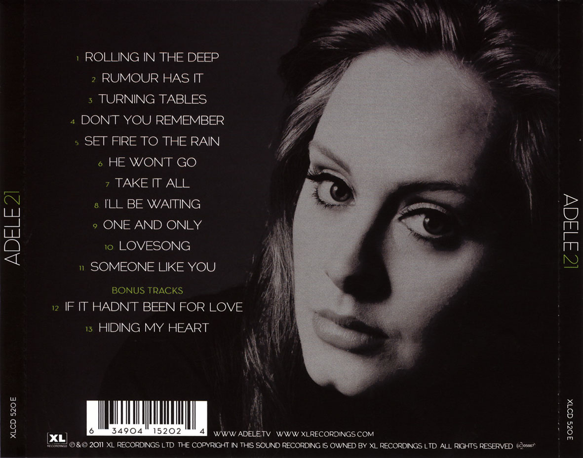 Cartula Trasera de Adele - 21 (Limited Edition)