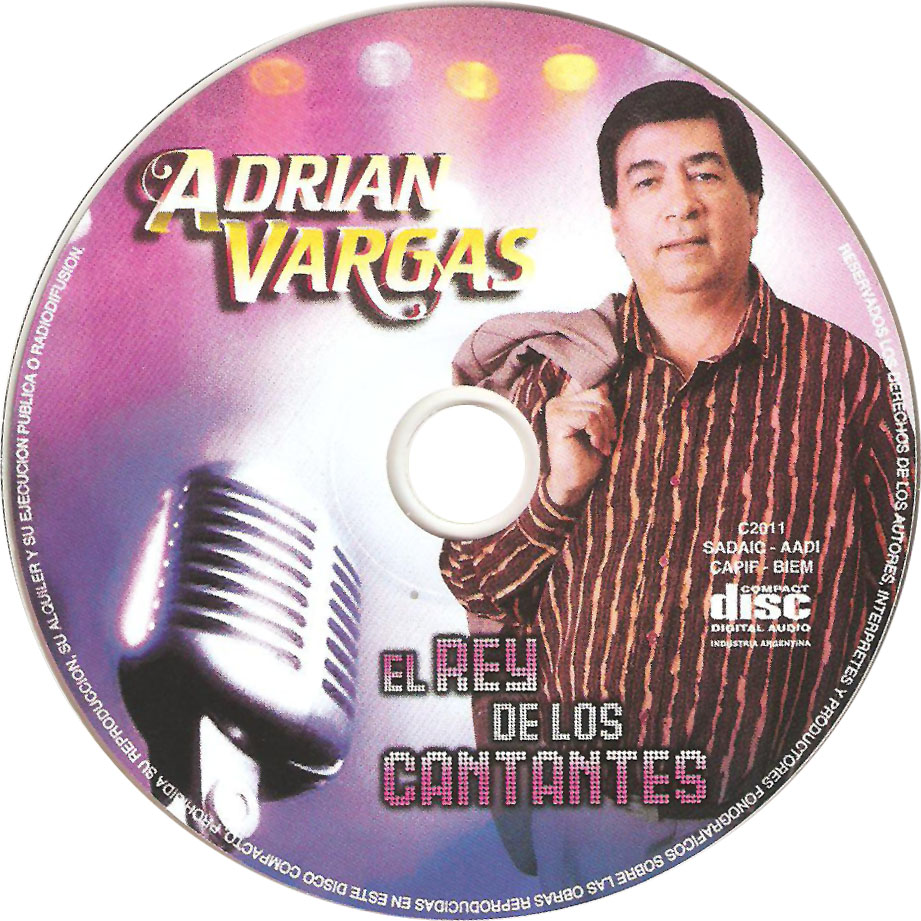 Cartula Cd de Adrian Vargas - El Rey De Los Cantantes