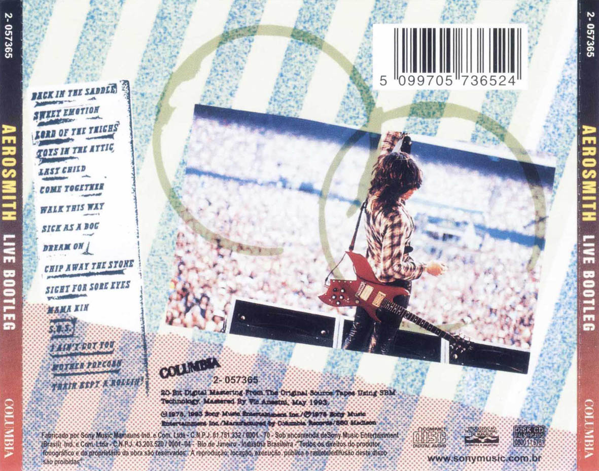 Cartula Trasera de Aerosmith - Live Bootleg