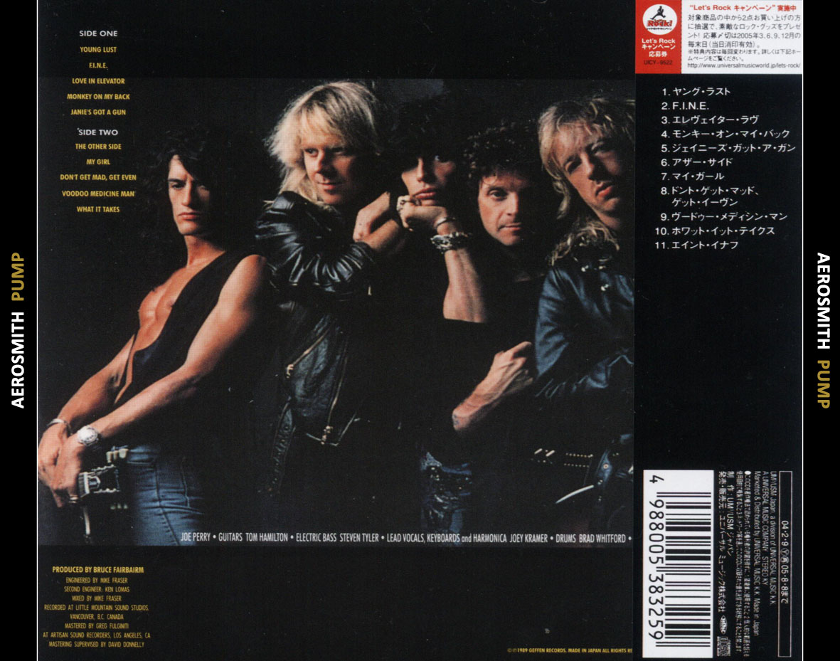 Cartula Trasera de Aerosmith - Pump (Japanese Edition)