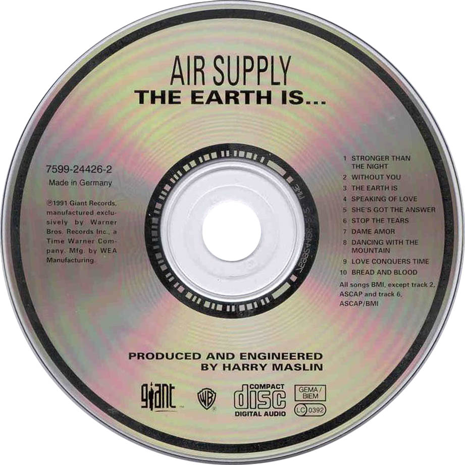 Cartula Cd de Air Supply - The Earth Is