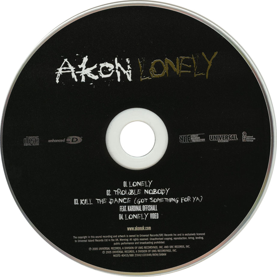 Cartula Cd de Akon - Lonely (Cd Single)