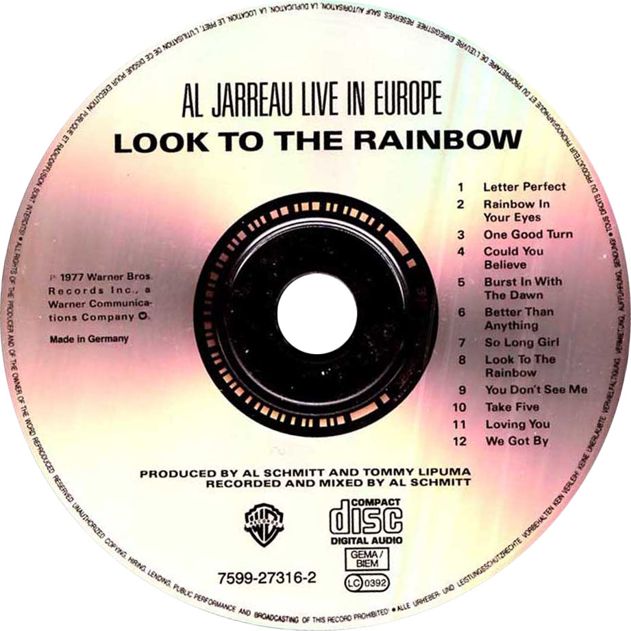 Cartula Cd de Al Jarreau - Look To The Rainbow