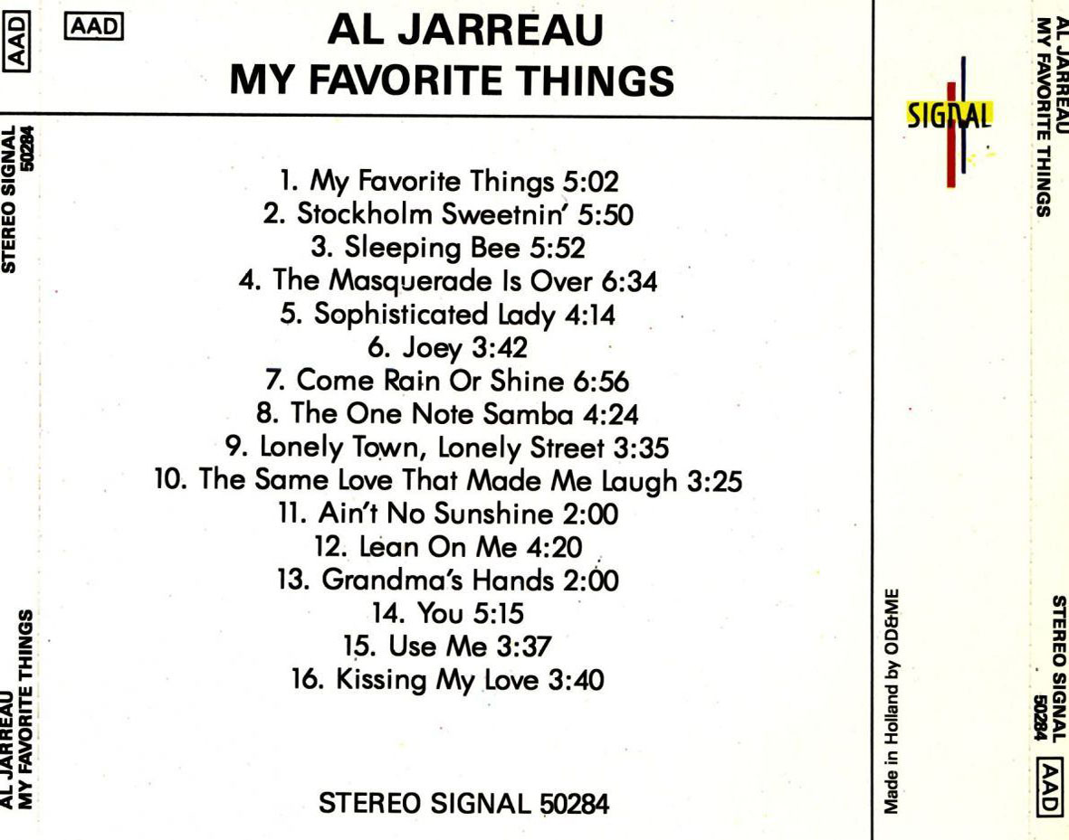 Cartula Trasera de Al Jarreau - My Favorite Things