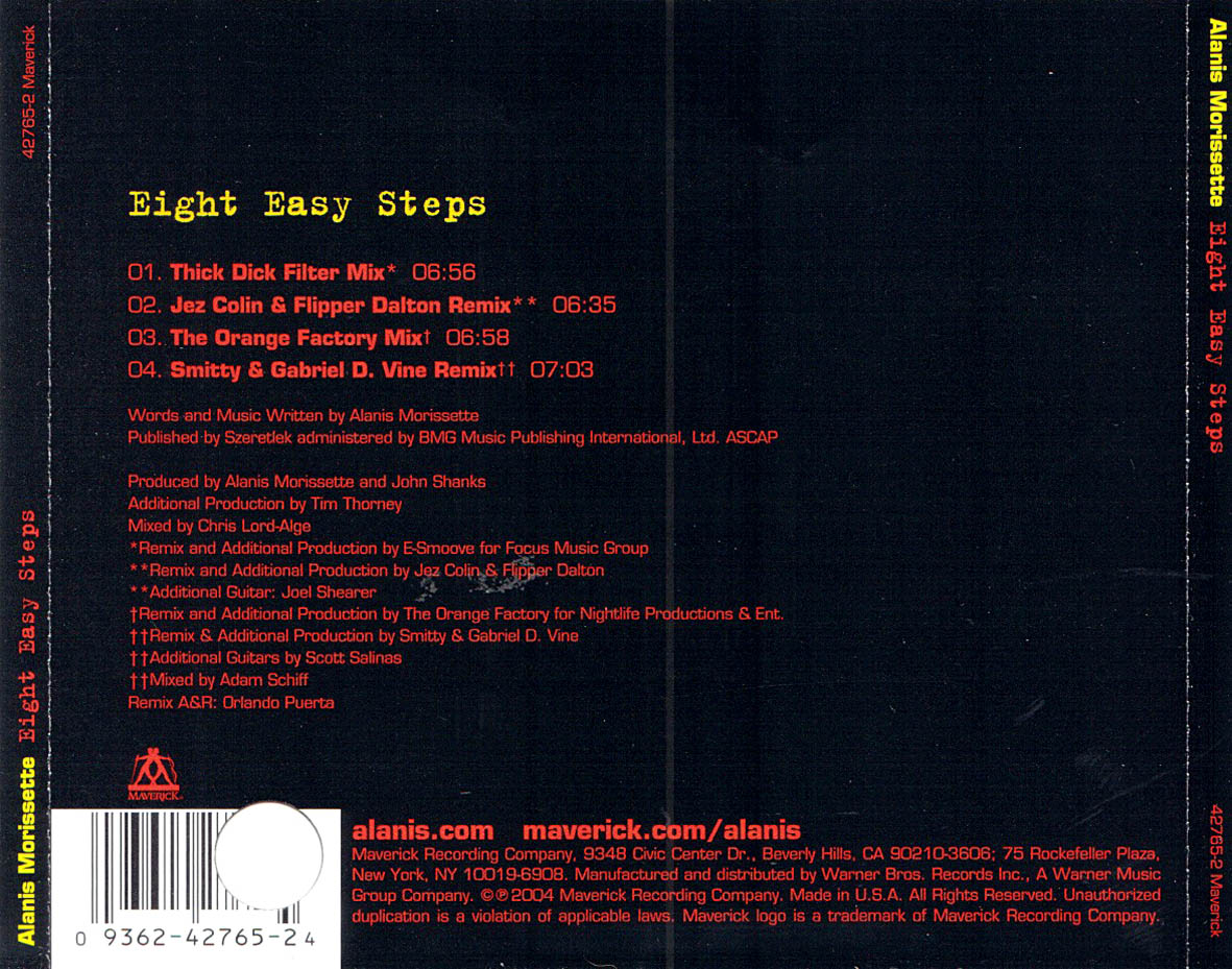 Cartula Trasera de Alanis Morissette - Eight Easy Steps (Cd Single)