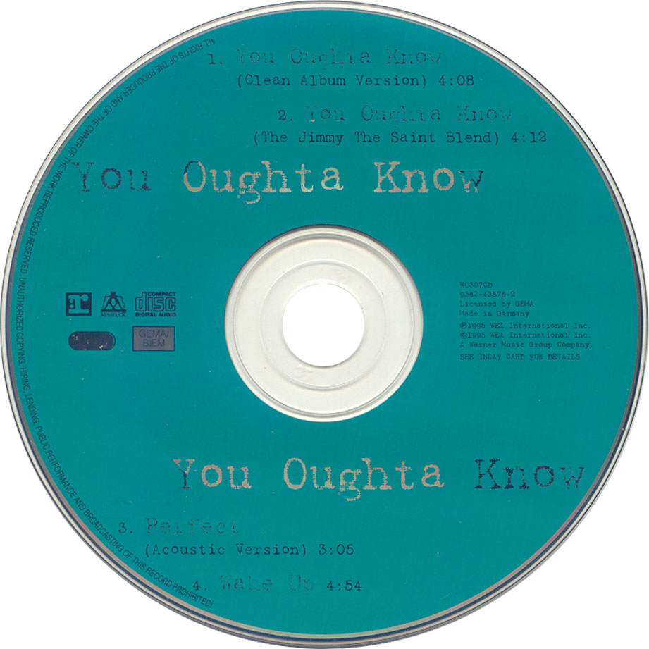 Cartula Cd de Alanis Morissette - You Oughta Know (Cd Single)