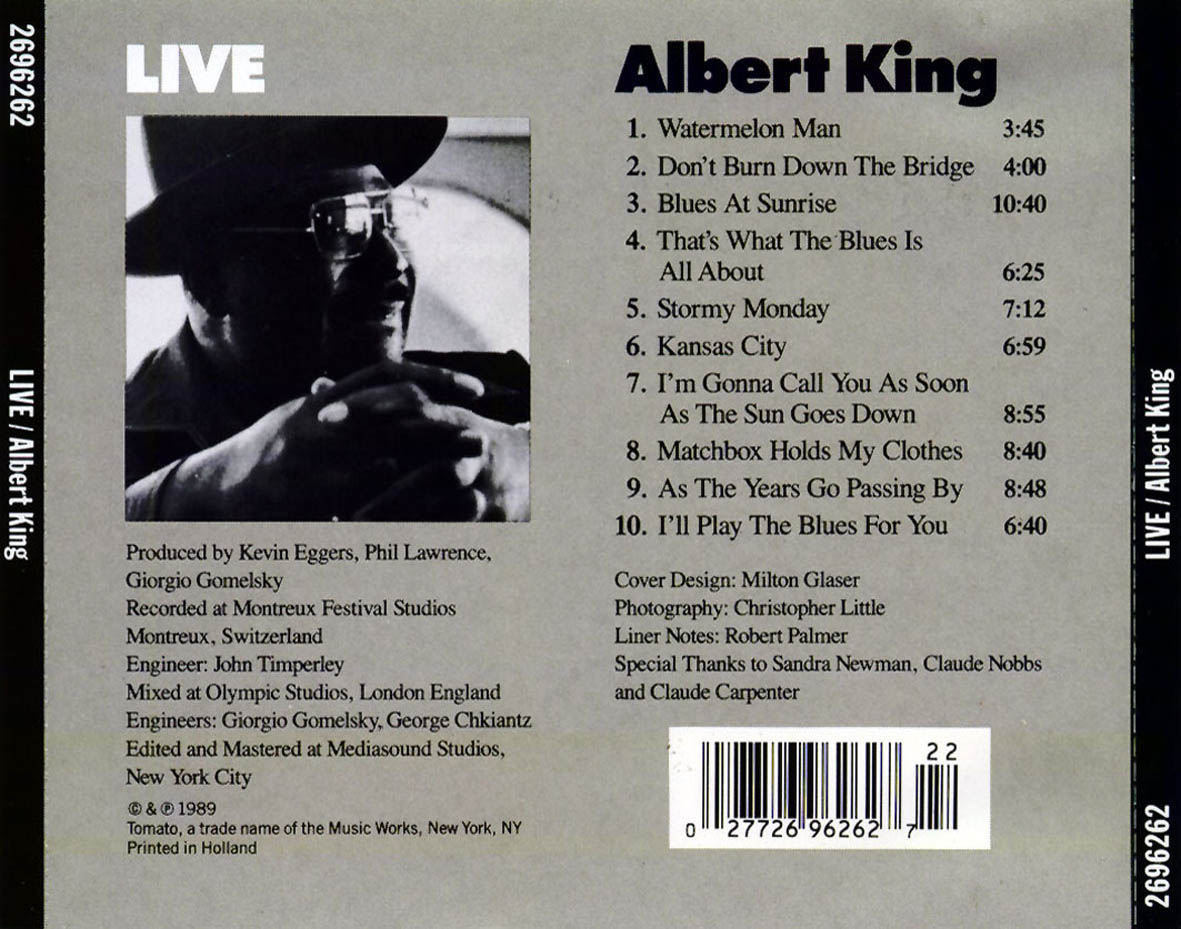 Cartula Trasera de Albert King - Live