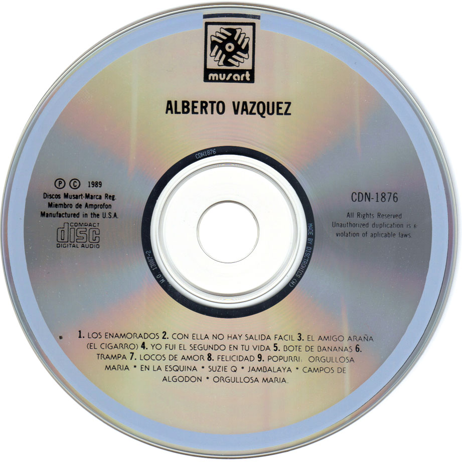 Cartula Cd de Alberto Vazquez - Los Enamorados