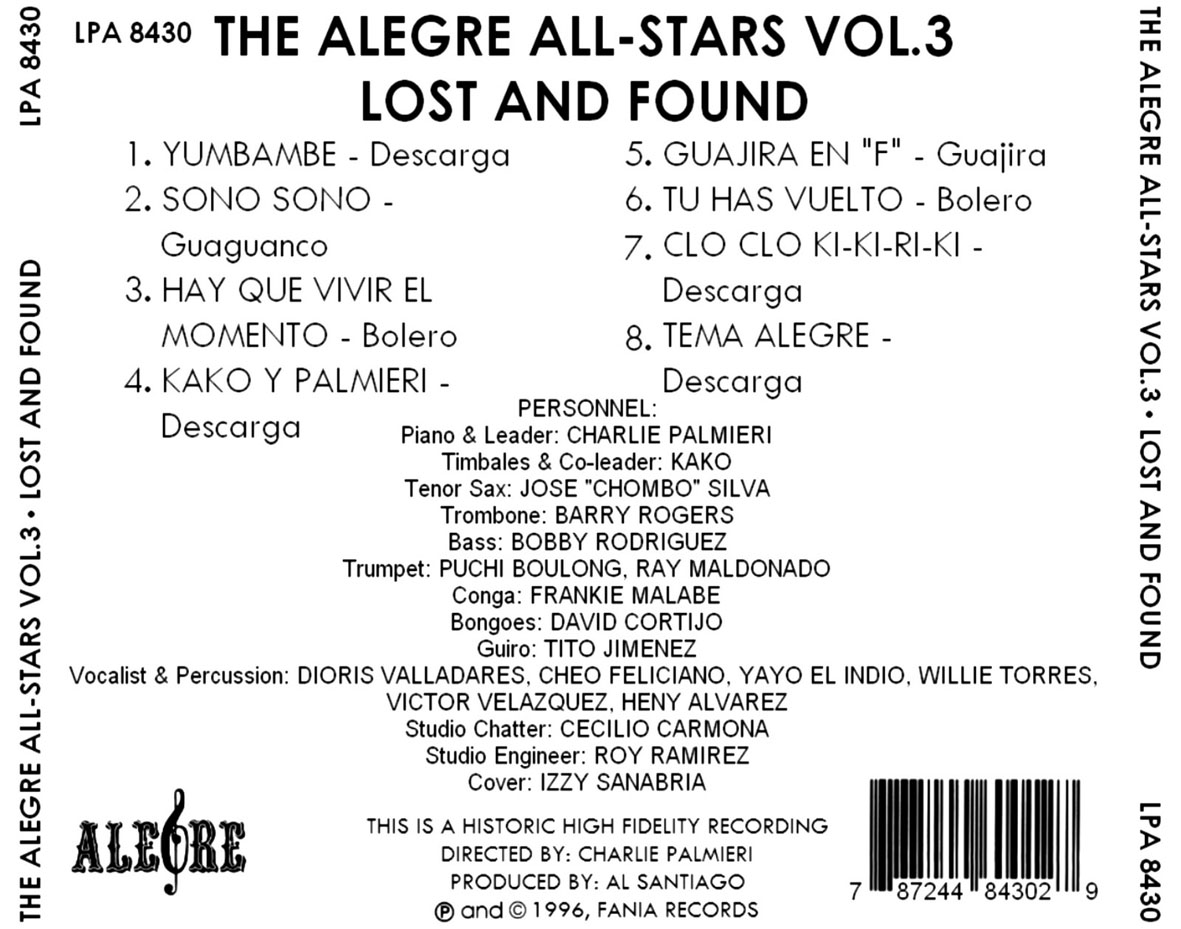 Cartula Trasera de Alegre All Stars - The Alegre All-Stars Volumen 3: Lost And Found