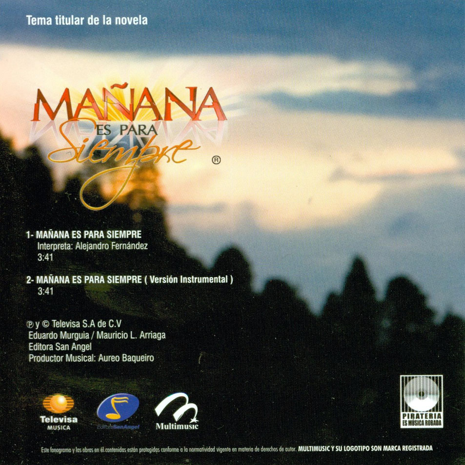Cartula Interior Frontal de Alejandro Fernandez - Maana Es Para Siempre (Cd Single)