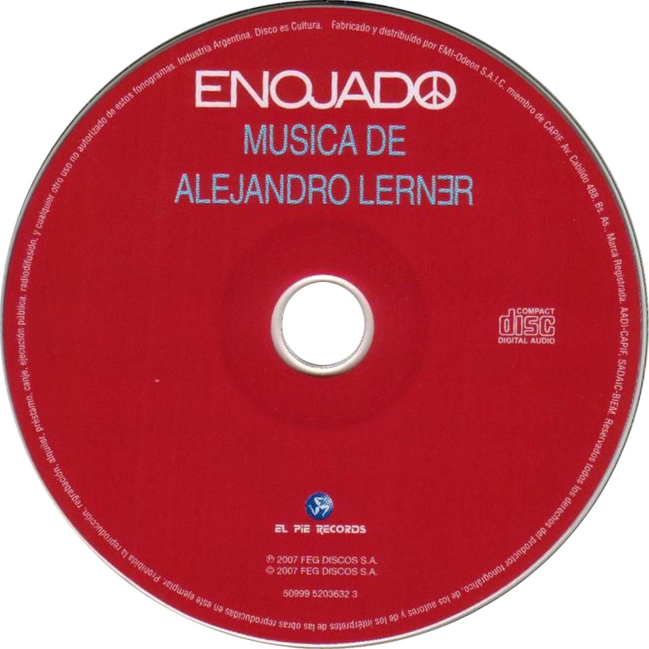 Cartula Cd de Alejandro Lerner - Enojado
