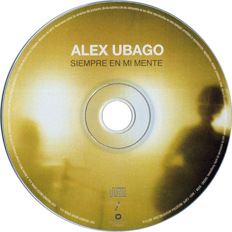 Cartula Cd de Alex Ubago - Siempre En Mi Mente