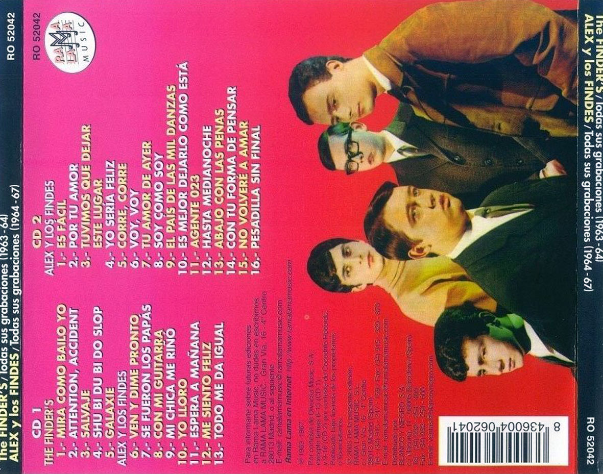 Cartula Trasera de Alex Y Los Findes / The Finder's - Todas Sus Grabaciones (1964-1967) (1963-1964)