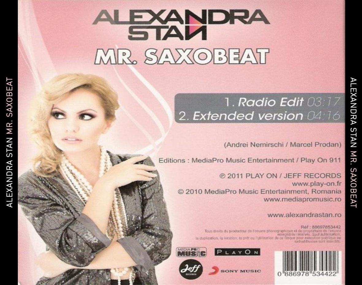 Cartula Trasera de Alexandra Stan - Mr. Saxobeat (Cd Single)