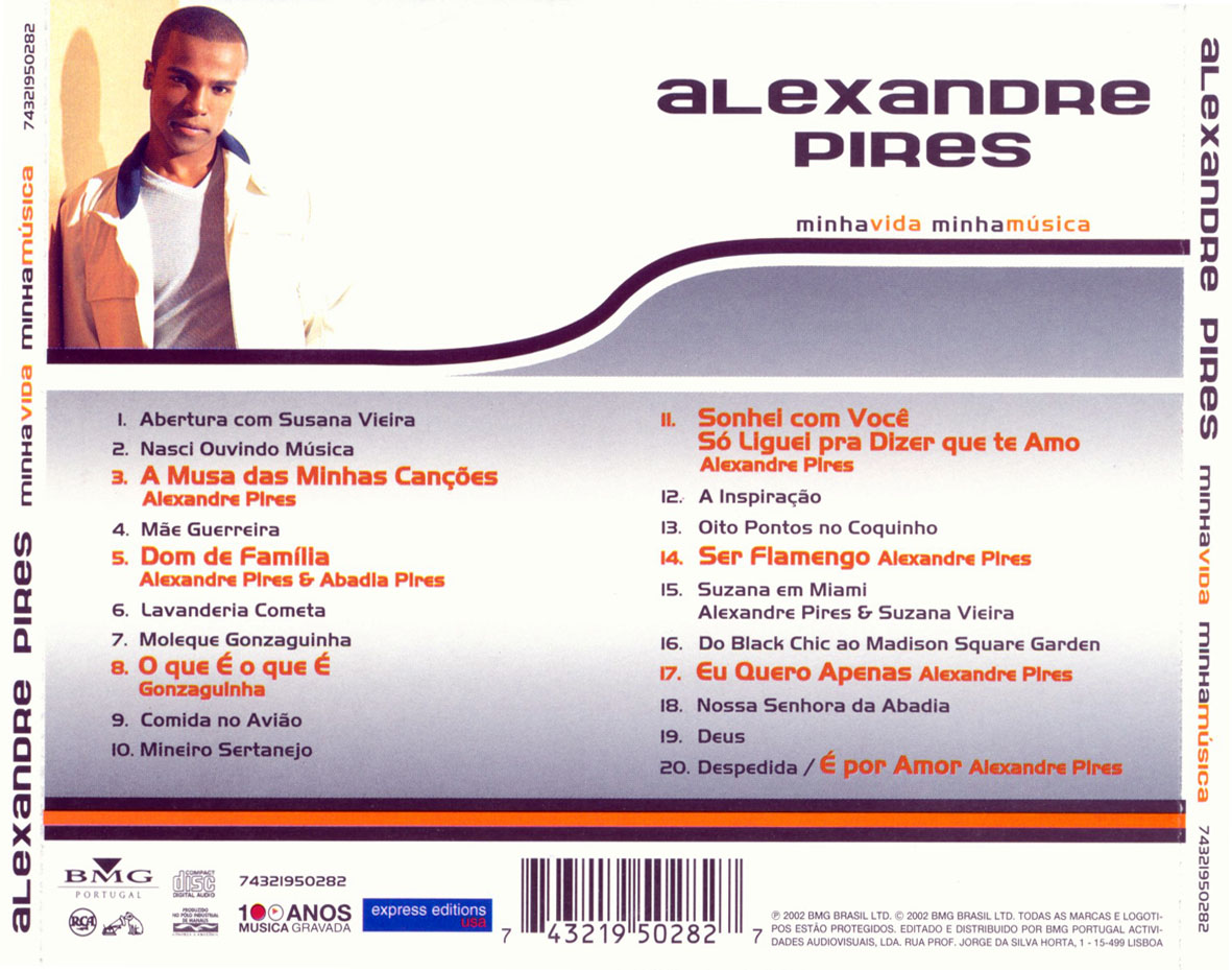 Cartula Trasera de Alexandre Pires - Minha Vida Minha Musica
