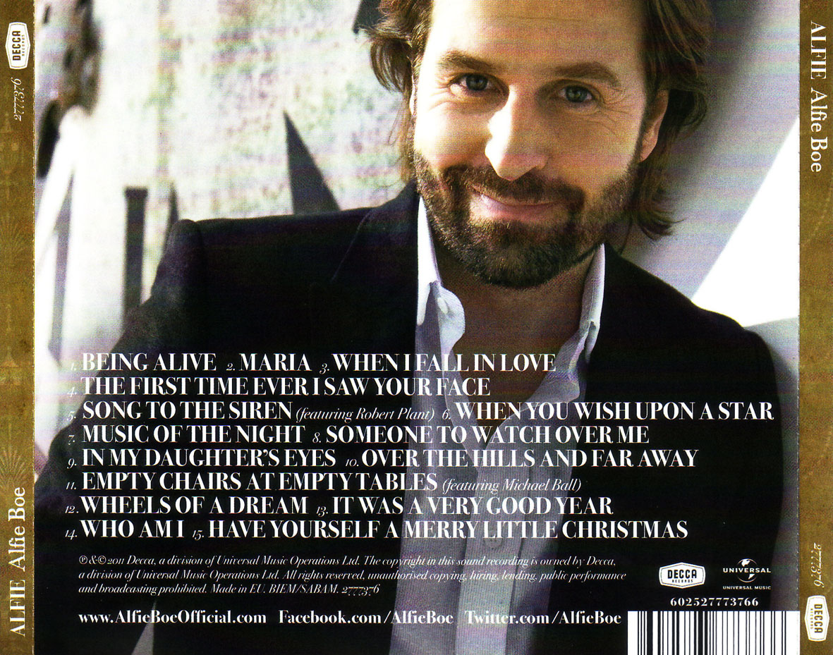 Cartula Trasera de Alfie Boe - Alfie