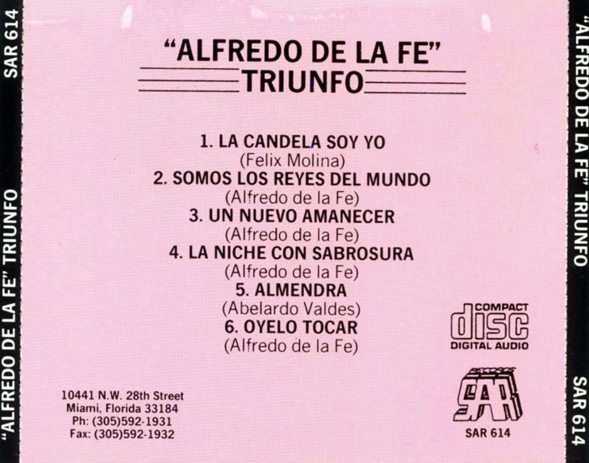 Cartula Trasera de Alfredo De La Fe - Triunfo