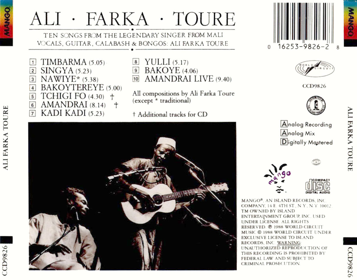 Cartula Trasera de Ali Farka Toure - Ali Farke Toure
