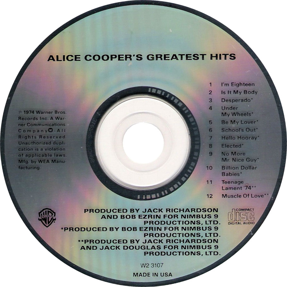 Cartula Cd de Alice Cooper - Alice Cooper's Greatest Hits
