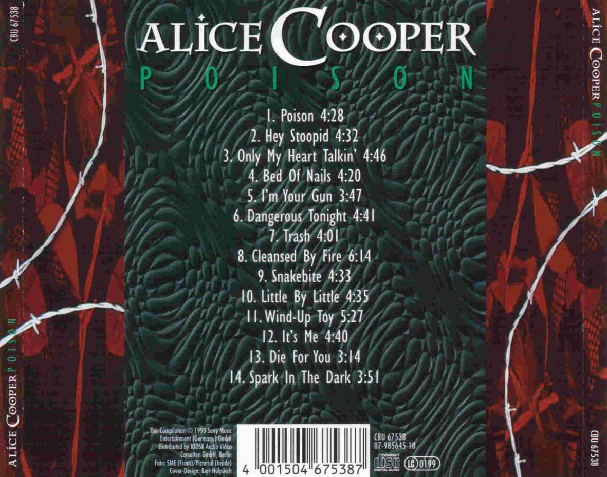 Cartula Trasera de Alice Cooper - Poison