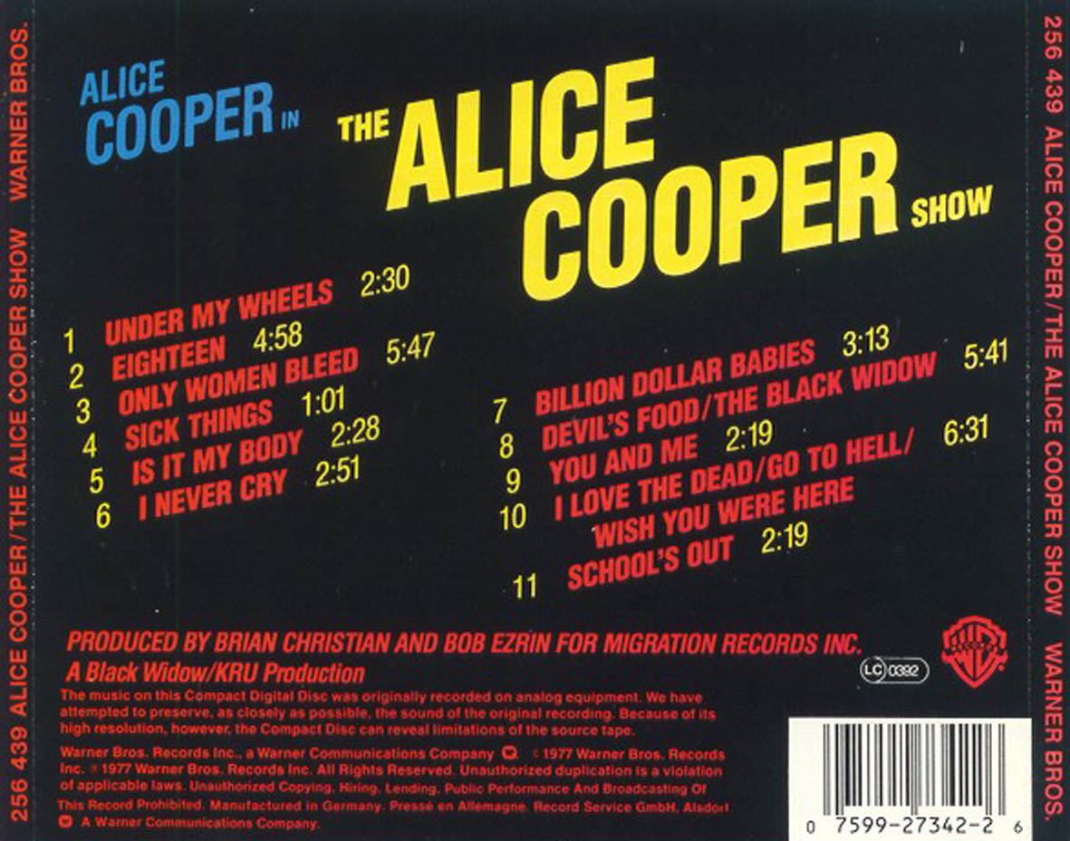 Cartula Trasera de Alice Cooper - The Alice Cooper Show