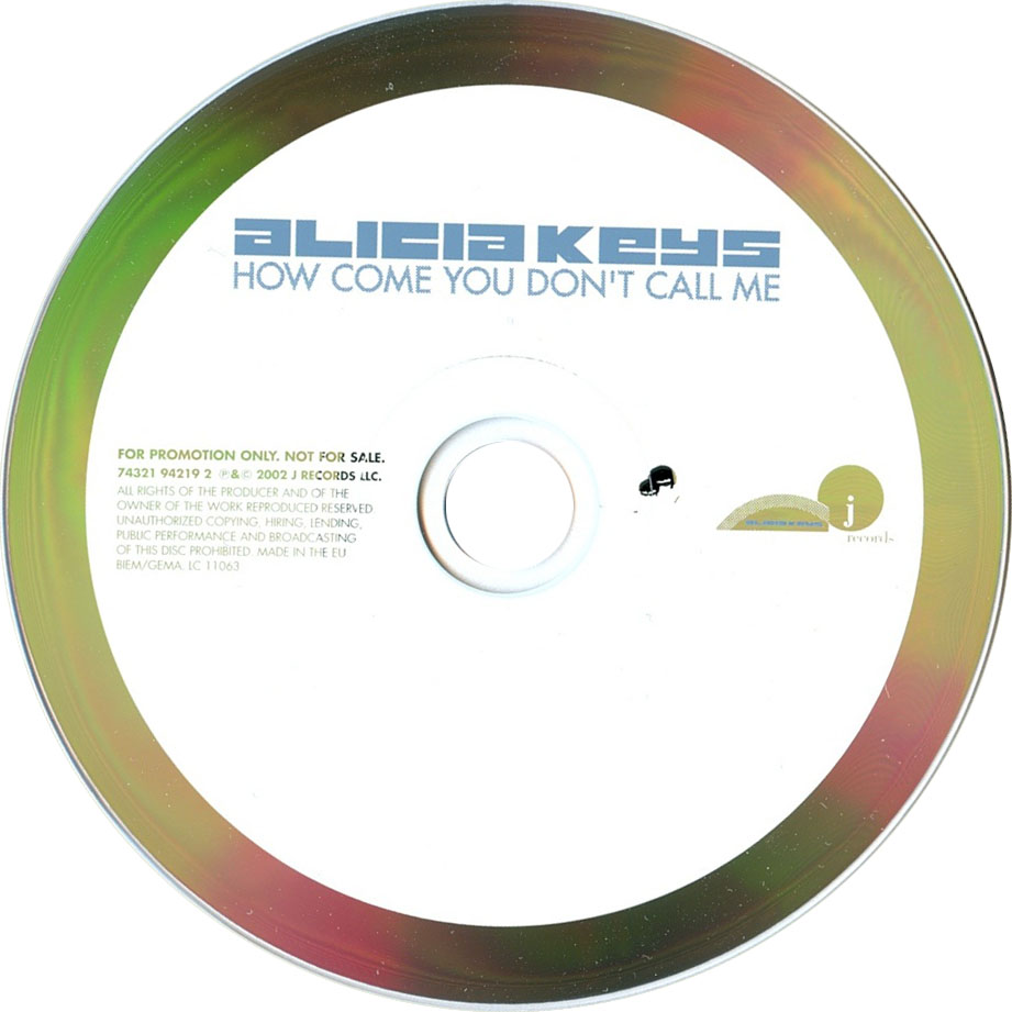 Cartula Cd de Alicia Keys - How Come You Don't Call Me (Cd Single)